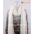 white thin plain 90%modal 10%cashmere scarf wrap